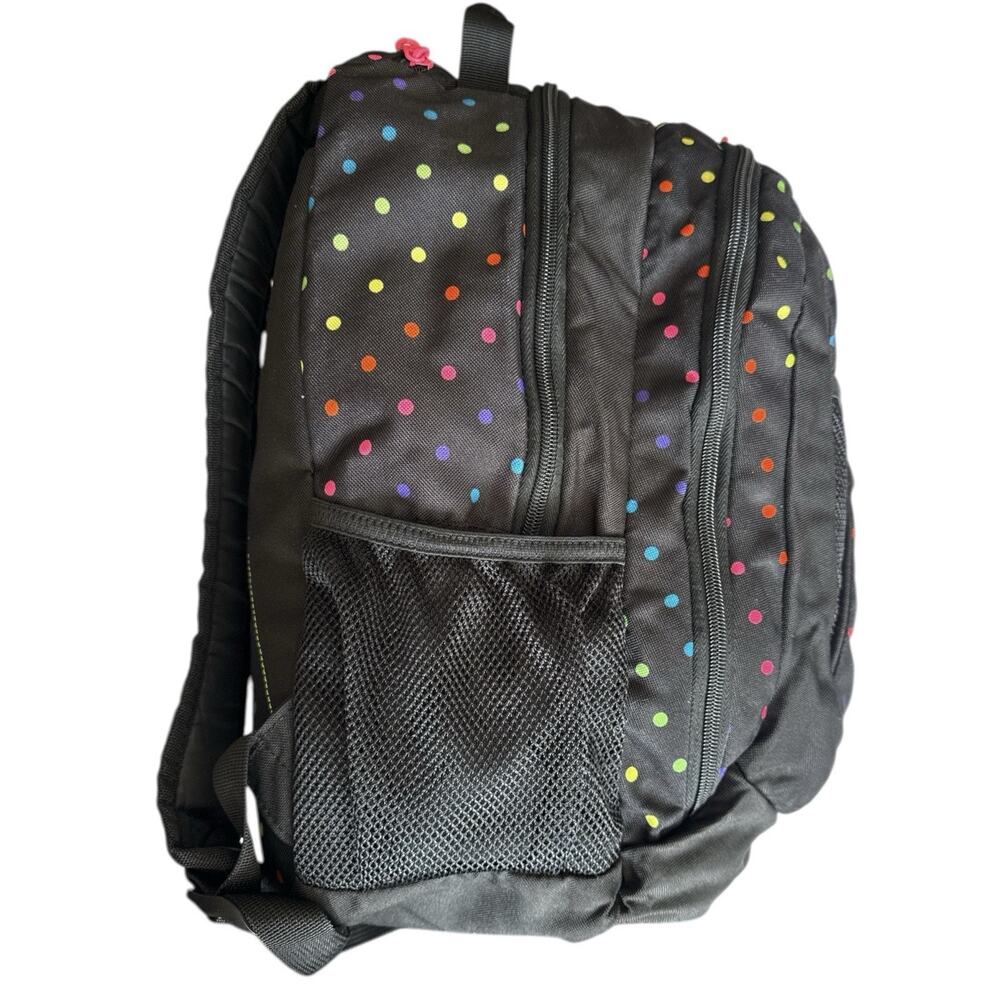 Adidas Dillon Backpack Polka Dot School Travel Black Pink Zippers Media Pockets - Picture 4 of 11